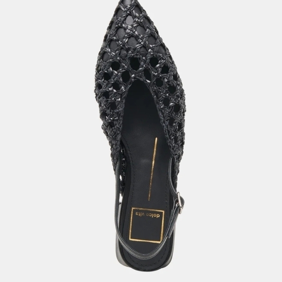 🔹️Dolce Vita🔹️ Made In Italy Black Woven CYNDI  Slingback Flats - Picture 7 of 8